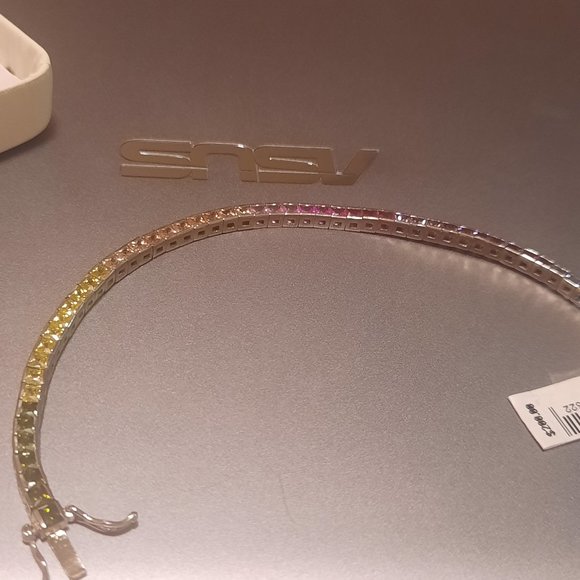 Sterling Silver multi color CZ tennis bracelet - Picture 2 of 6